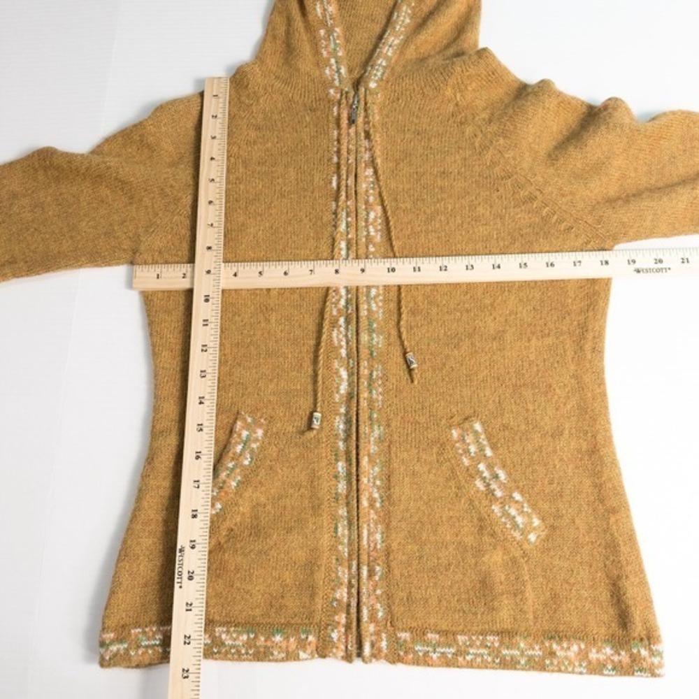 The Alpaca Connection Handmade Full Zip Hooded Sweater Medium* Tan Boho Granola - Picture 4 of 16